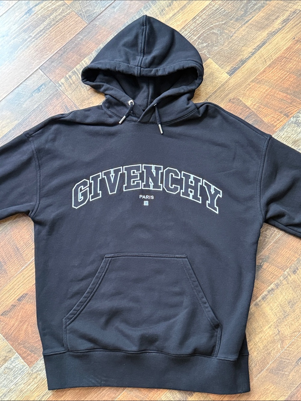Givenchy Paris Varsity Logo Pullover Hoodie Black Size Medium Made in Portugal